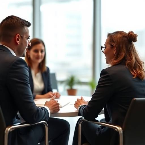 Un consulente HR che conduce un colloquio di lavoro in un ambiente professionale