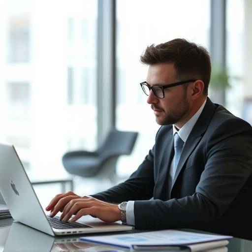 Un esperto di finanza che analizza i dati finanziari su un laptop