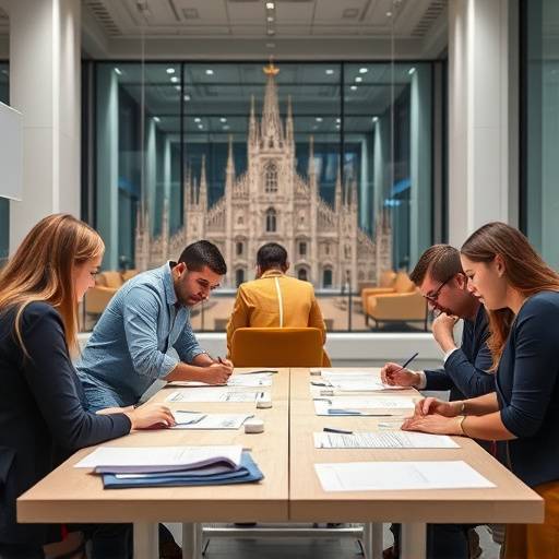 Un team di lavoro che collabora attivamente durante un progetto a Milano.