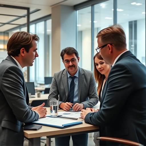 Un team di strategist aziendali che elabora un piano strategico durante una riunione a Milano.