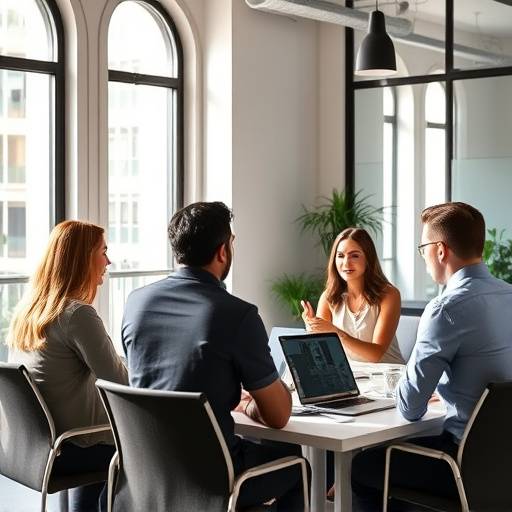 Una coach aziendale che guida un team durante una sessione di coaching a Milano.